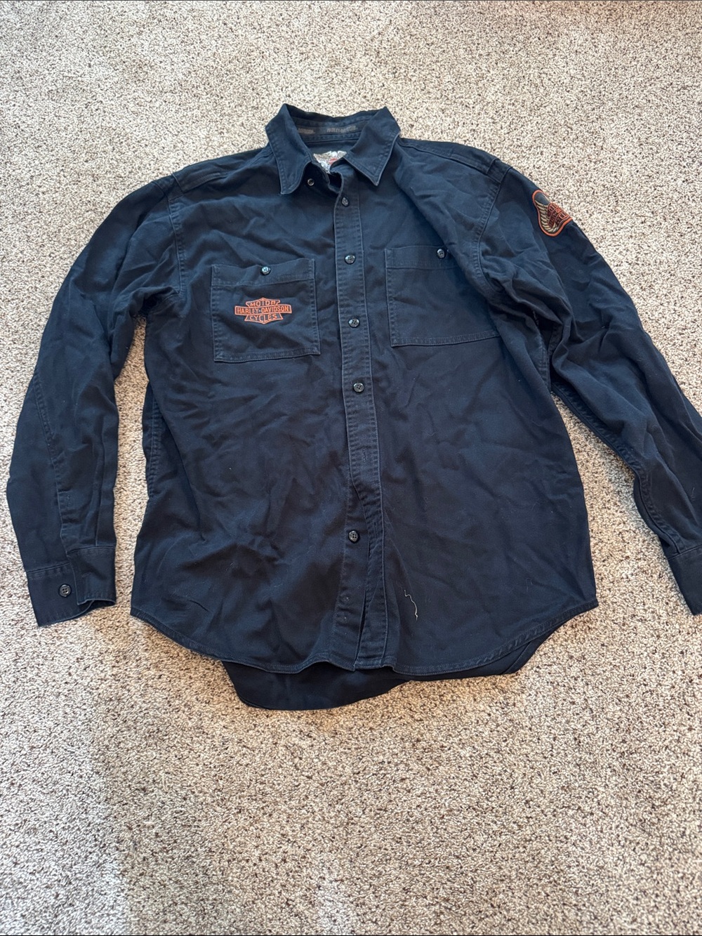 Harley-Davidson Men’s Black Long-Sleeve Button-Down Shirt size am - Embroidered